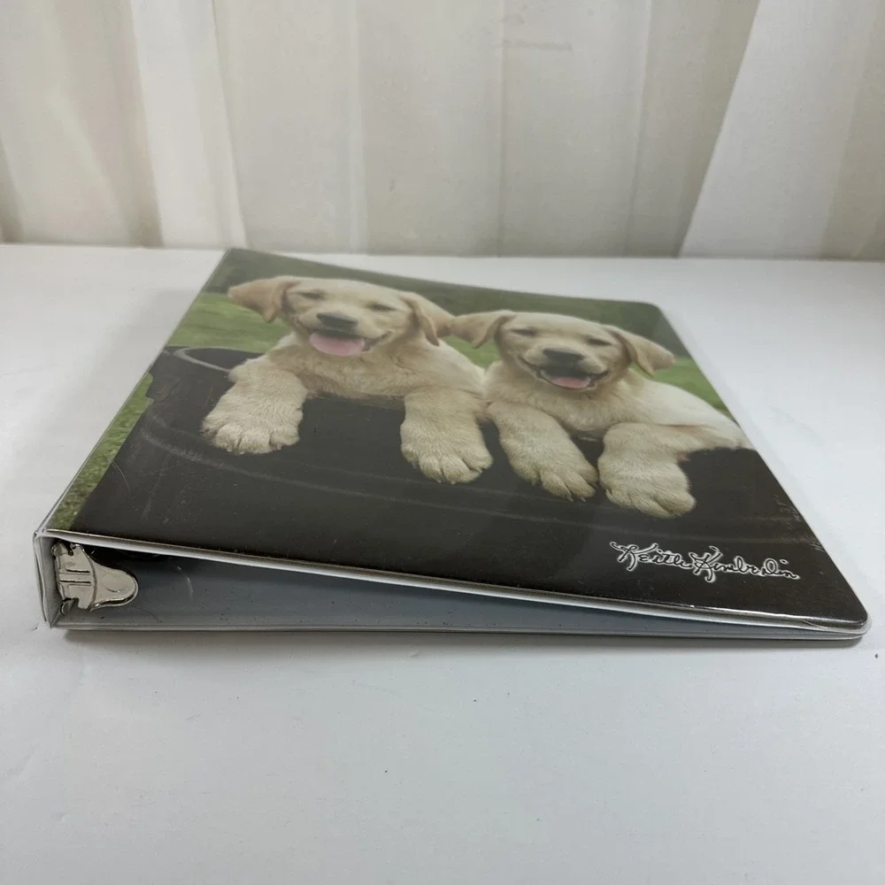 Vtg Keith Kimberlin Puppy Golden Retrievers 3 Ring Binder